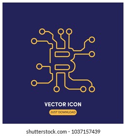 Bitcoin Vector Icon Illustration.Purple Backround.