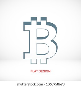 Bitcoin vector icon, stock vector illustration flat design style