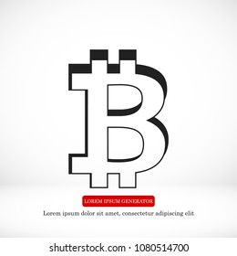 Bitcoin vector icon, stock vector illustration flat design style