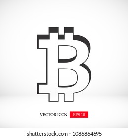 Bitcoin vector icon, stock vector illustration flat design style