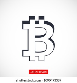 Bitcoin vector icon, stock vector illustration flat design style