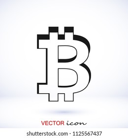 Bitcoin vector icon, stock vector illustration flat design style