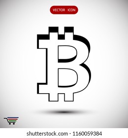 Bitcoin vector icon, stock vector illustration flat design style