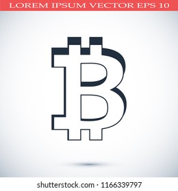 Bitcoin vector icon, stock vector illustration flat design style