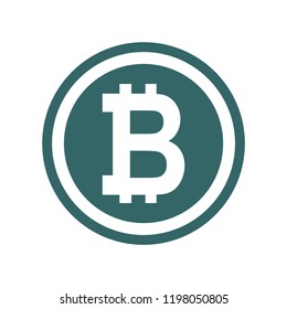 Bitcoin vector icon, symbol in flat digital design. App internet web .