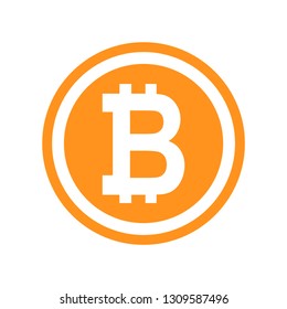 Bitcoin vector icon, symbol in flat digital design. App internet web .