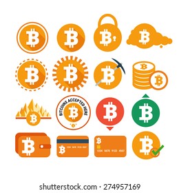 Bitcoin vector icons banners big set illustration 