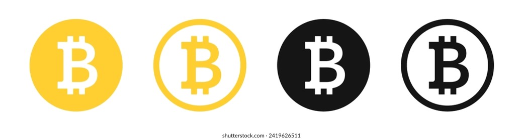 Bitcoin vector icons. BTC icons. Bitcoin Cryptocurrancy. Bitcoin token