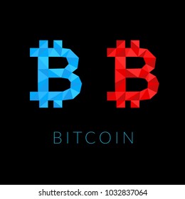 Bitcoin. Vector icons. Low poly style. Money