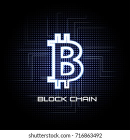 Bitcoin vector illustration background and block chain technology