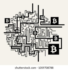 Bitcoin vector illustration cryptocurrency digital payment system