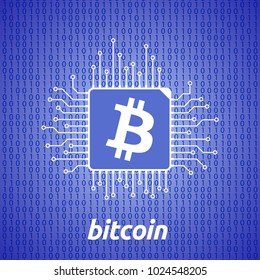 Bitcoin vector illustration. Digital currency or cryptocurrency for electronic payments, futuristic money, BTC. Bitcoin and blockchain technology flat style design icon.