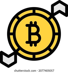 bitcoin vector illustration isolated on a transparent background . colour vector icons for concept or web graphics.