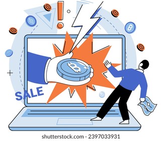 Bitcoin vector illustration. The bitcoin metaphor compares cryptocurrency to digital gold holds value The economy is undergoing transformation with integration financial technology and The economy