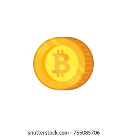 Bitcoin vector isolated icon. Crypto currency flat illustration.
