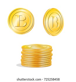 Bit-coin vector logo illustration. Gold coin set svg