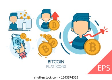 Bitcoin. Vector modern line design illustration icons