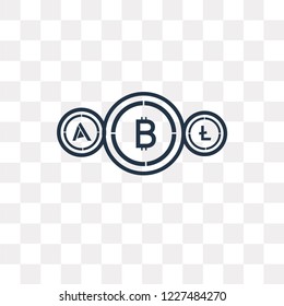 Bitcoin vector outline icon isolated on transparent background, high quality linear Bitcoin transparency concept can be used web and mobile
