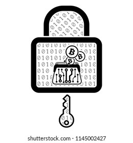 
Bitcoin Vector purse. Abstract technology Bitcoin. Cryptography Finance Coins icons. Security in information technology. The concept of modern financial security. Isolated illustration
