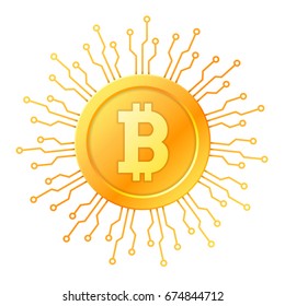 Bitcoin vector symbol, icon, sign, coin emblem. Vector illustration 