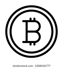 Bitcoin Vector Thick Line Icon For Personal And Commercial Use.
