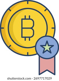 bitcoin verified linear color icon design