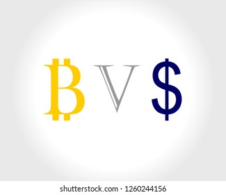 Bitcoin Versus Dollar Logo Icon