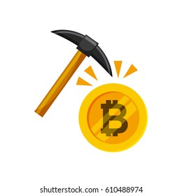 bitcoin virtual coin over white background. vector illustration