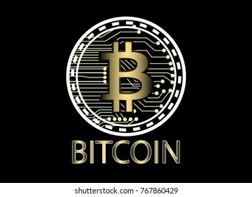 Bitcoin virtual currency blockchain technology concept.