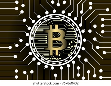 Bitcoin virtual currency blockchain technology concept.