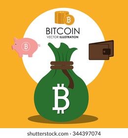 Bitcoin virtual money graphic icons design, vector illustration eps10