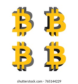 Bitcoin volume logo, flat icons with different sides. Network money symbol