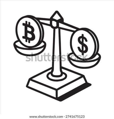 Bitcoin vs Dollar Balance Scale Minimal Line Art