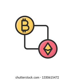 bitcoin vs ethereum icon. cryptocurrency icon flat design