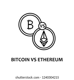 bitcoin vs ethereum icon with name. Element of crypto currency for mobile concept and web apps. Thin line bitcoin vs ethereum icon can be used for web and mobile