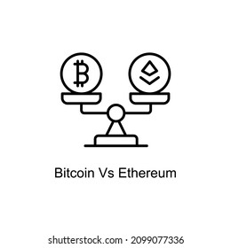 Bitcoin Vs Icono de contorno vectorial etéreo para web aislado en fondo blanco Archivo EPS 10