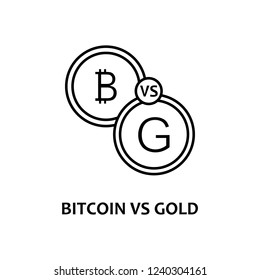 bitcoin vs gold icon with name. Element of crypto currency for mobile concept and web apps. Thin line bitcoin vs gold icon can be used for web and mobile