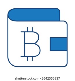 Bitcoin Wallet Blue Line Icon. Investment, Finance, Economy, Portfolio, Strategy, Money, Investor, Currency, Retirement, Wealth Icons. Editable Stroke Vector Illustration