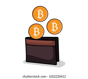 bitcoin wallet cartoon design illustration