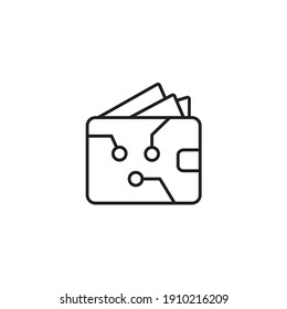 Bitcoin wallet, crypto wallet simple thin line icon vector illustration