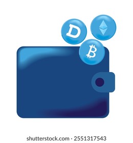 Icono de criptomoneda de billetera de Bitcoin aislado