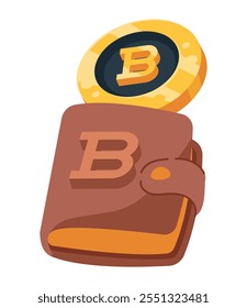 Icono de criptomoneda de billetera de Bitcoin aislado
