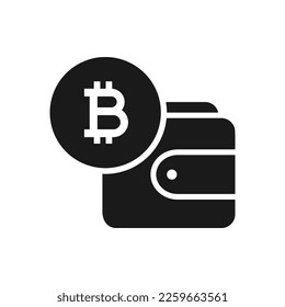 Icono plano de la cartera de Bitcoin aislado en fondo blanco. Ilustración del vector