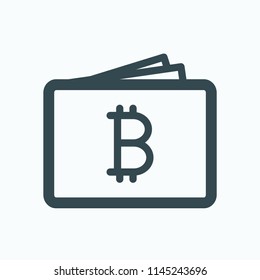 Bitcoin wallet icon. Cryptocurrency wallet vector icon.