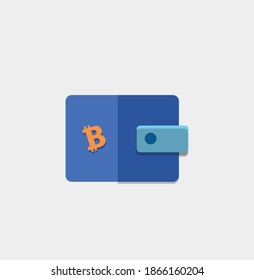 Bitcoin Wallet Icon. Flat design. Concept of crypto currency and blockchain.
