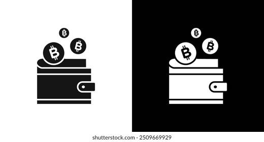 ícone de carteira do bitcoin Contorno de conjunto de vetor plano