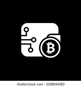 Bitcoin Wallet Icon. Modern computer network technology sign. Digital graphic symbol. Bitcoin mining. Concept design elements.