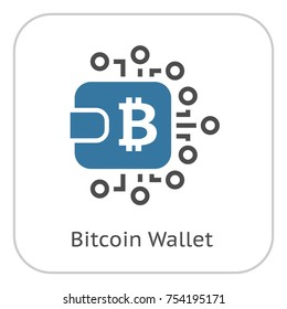 Bitcoin Wallet Icon. Modern computer network technology sign. Digital graphic symbol. Bitcoin mining. Concept design elements.