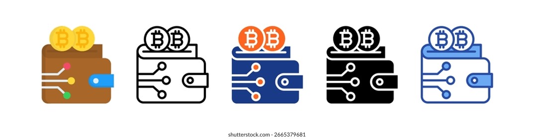 Bitcoin Wallet Icon Multi Style Illustration