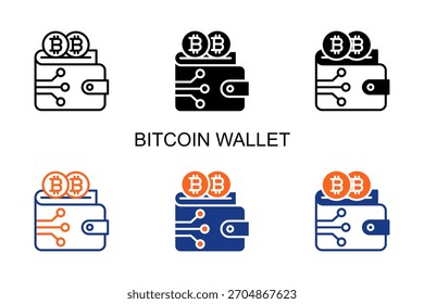 Bitcoin Wallet Icon Multi Style Vector Illustration